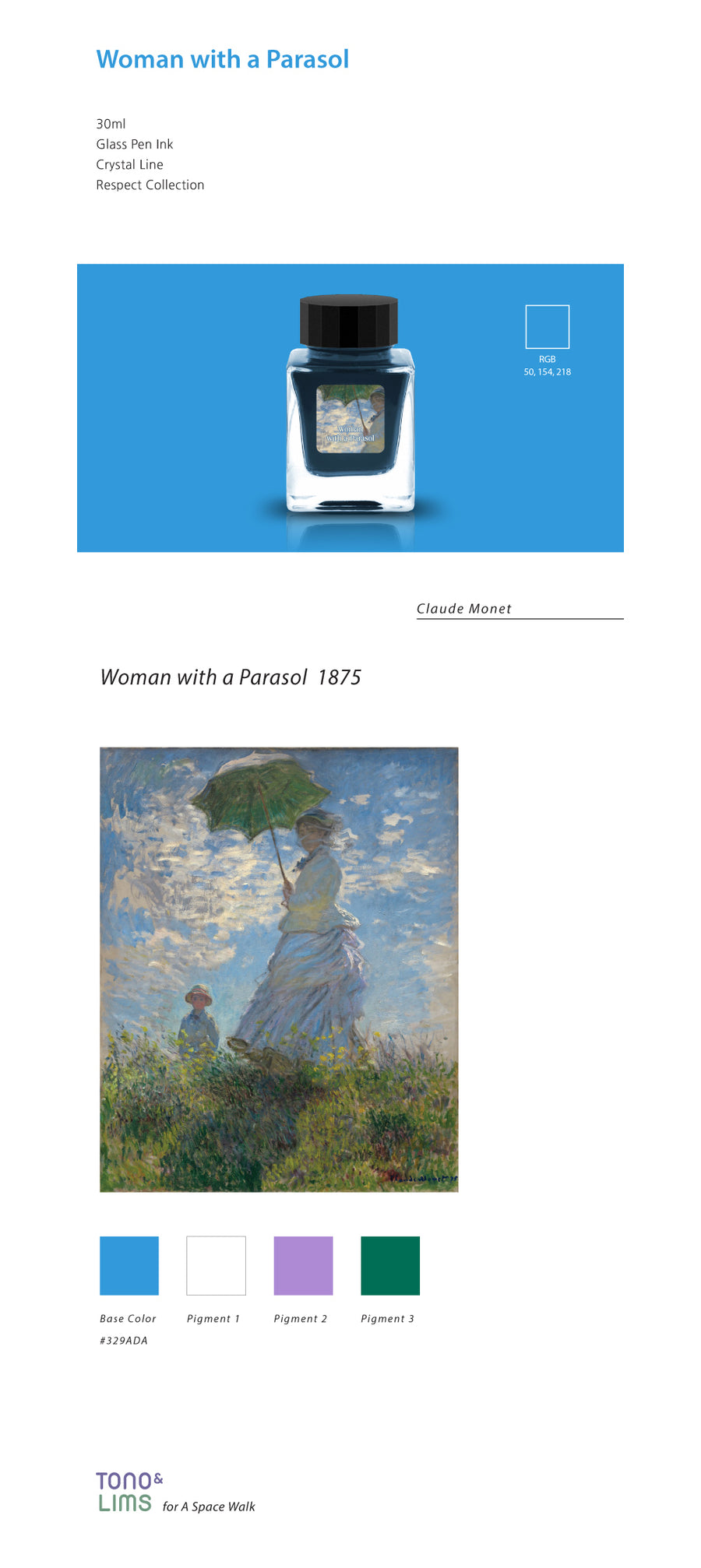 Tono & Lims Glass Pen Ink - Crystal Line - Woman with a Parasol