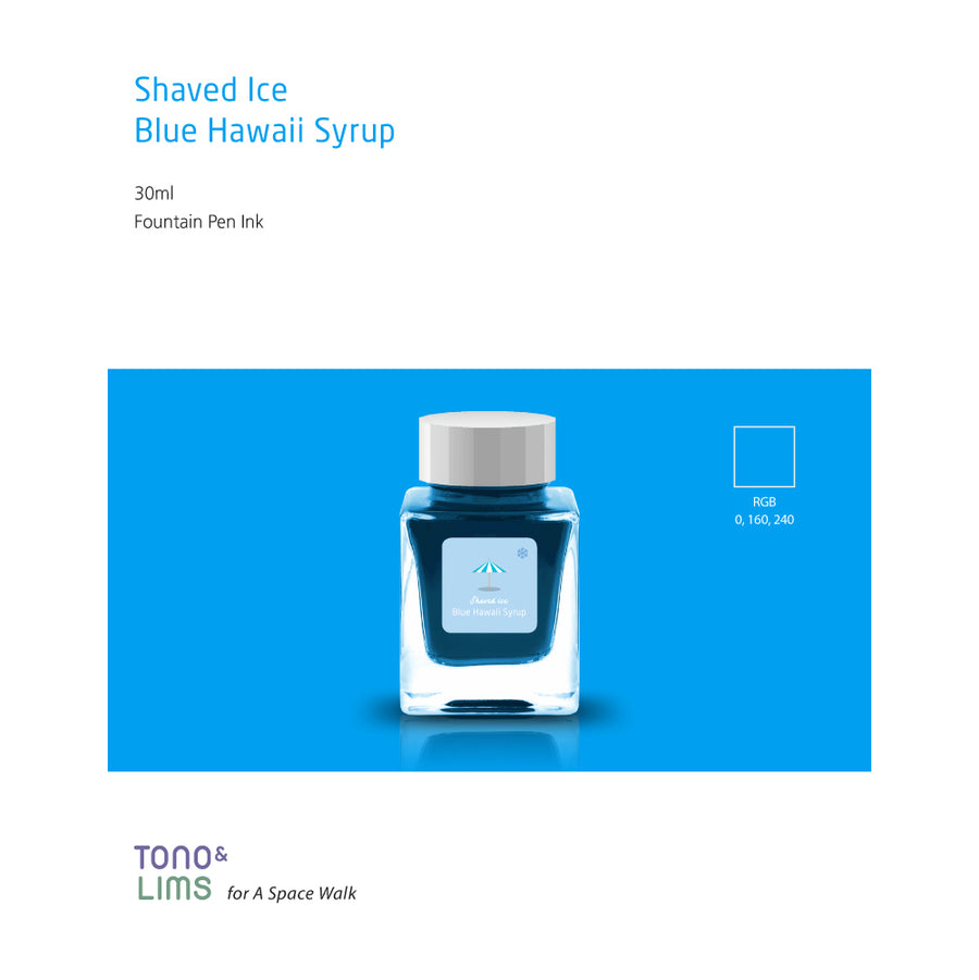 Tono & Lims Fountain Pen Ink - Shaved Ice - Blue Hawaii Syrup