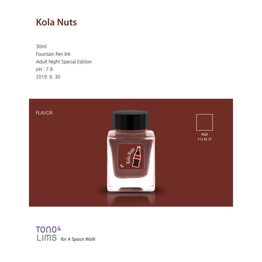 Tono & Lims Fountain Pen Ink - Adult Night - Kola Nuts (Scented)