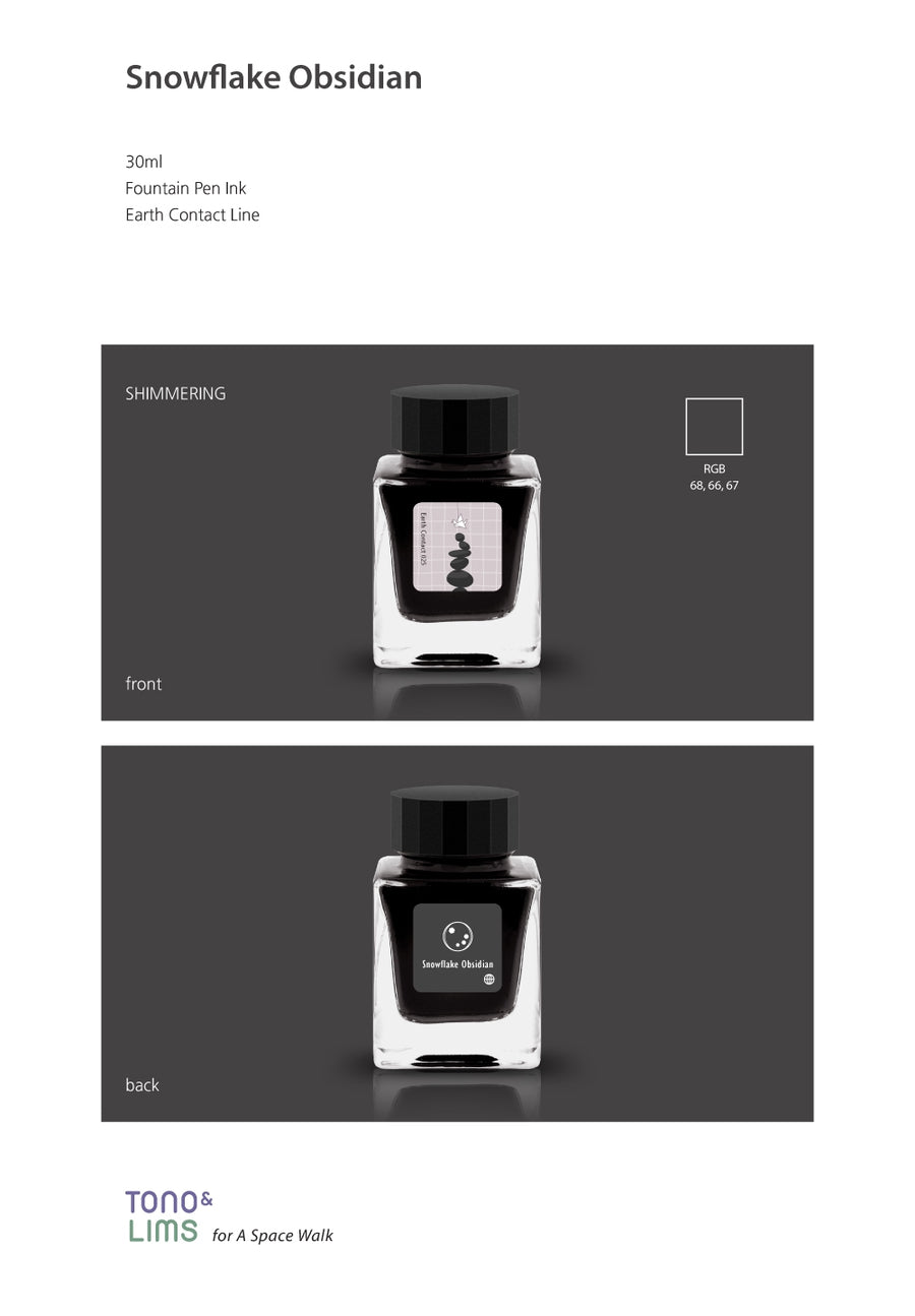 Tono & Lims Fountain Pen Ink - Earth Contact - 025 Snowflake Obsidian