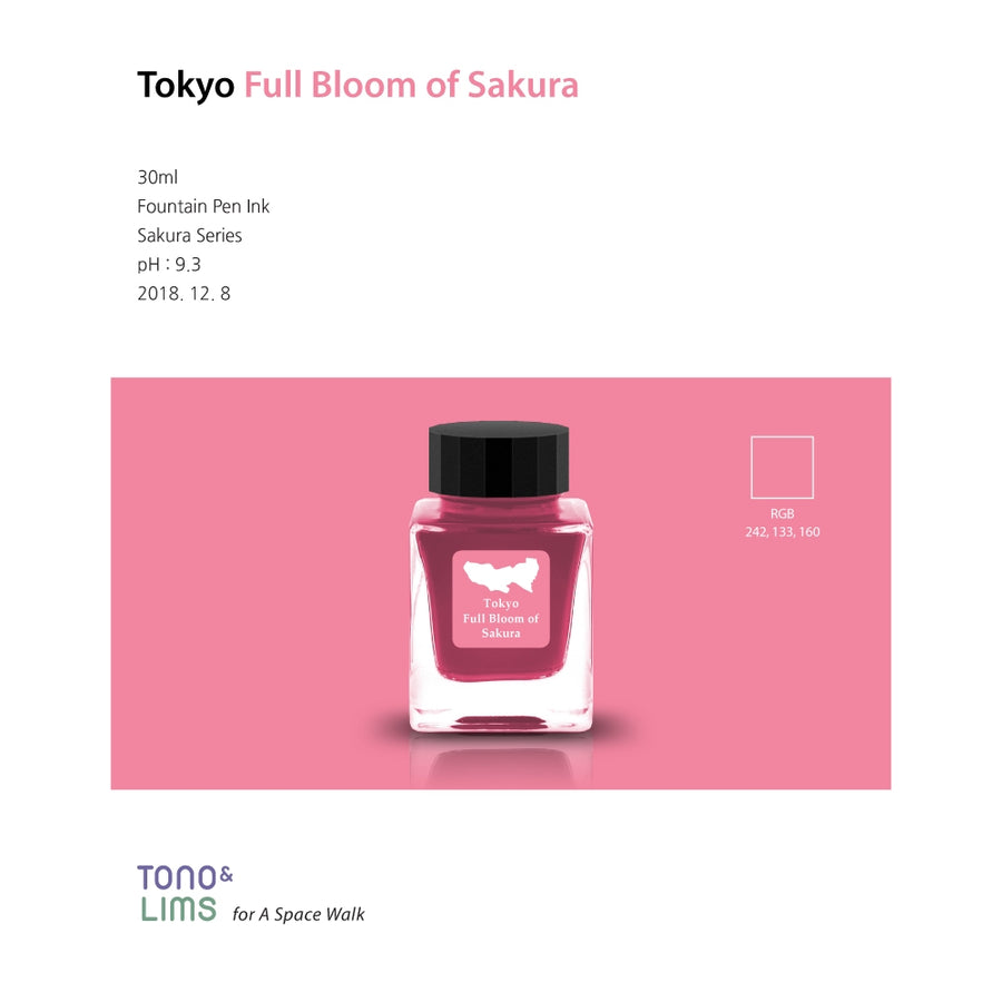 Tono & Lims Fountain Pen Ink - Prefecture - Tokyo Full Bloom of Sakura