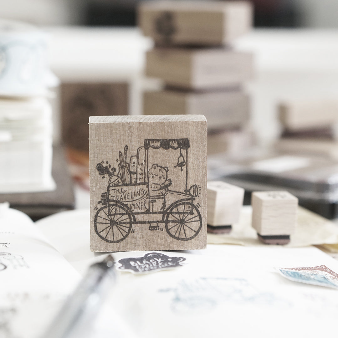 Pre Order: Black Milk Project Traveling Stationer Rubber Stamp - Bear On Cart BMP307