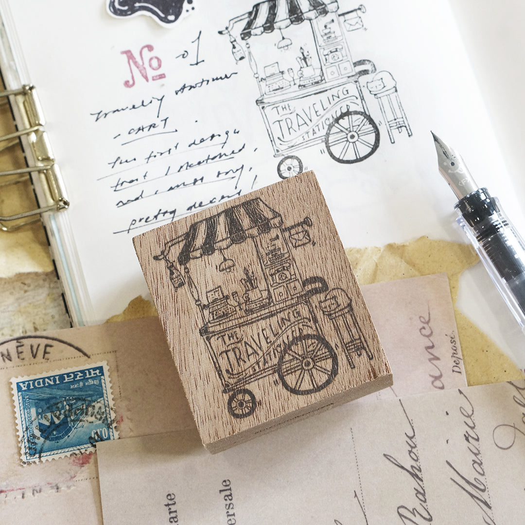 Pre Order: Black Milk Project Traveling Stationer Rubber Stamp - Stationery Cart BMP306