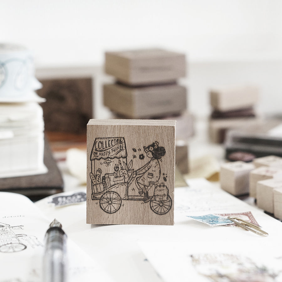 Pre Order: Black Milk Project Traveling Stationer Rubber Stamp - Girl on Cart BMP304