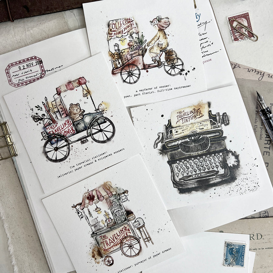 Pre Order: Black Milk Project Traveling Stationer - Bear On Cart Postcard PC15