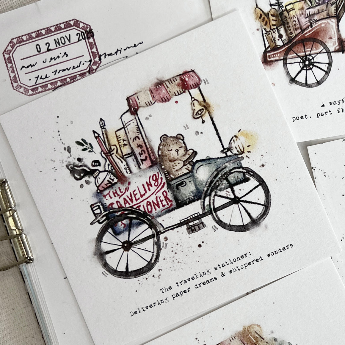 Pre Order: Black Milk Project Traveling Stationer - Bear On Cart Postcard PC15