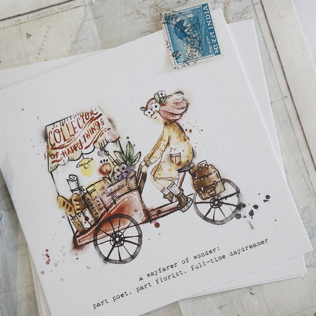 Pre Order: Black Milk Project Traveling Stationer - Girl On Cart Postcard PC14