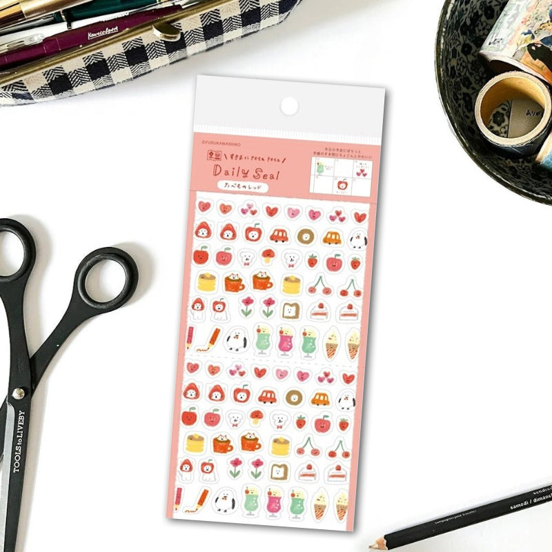 Furukawa Watashi-biyori Daily Sticker Sheet - Tamamono Red
