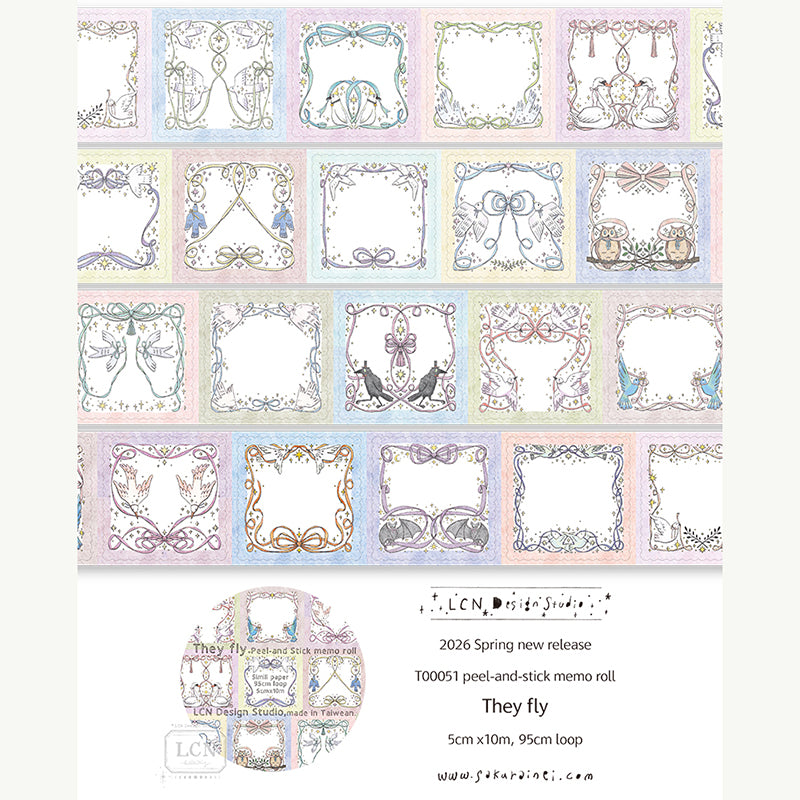 PRE ORDER: LCN They Fly  Peel-and-Stick Memo Roll T00051