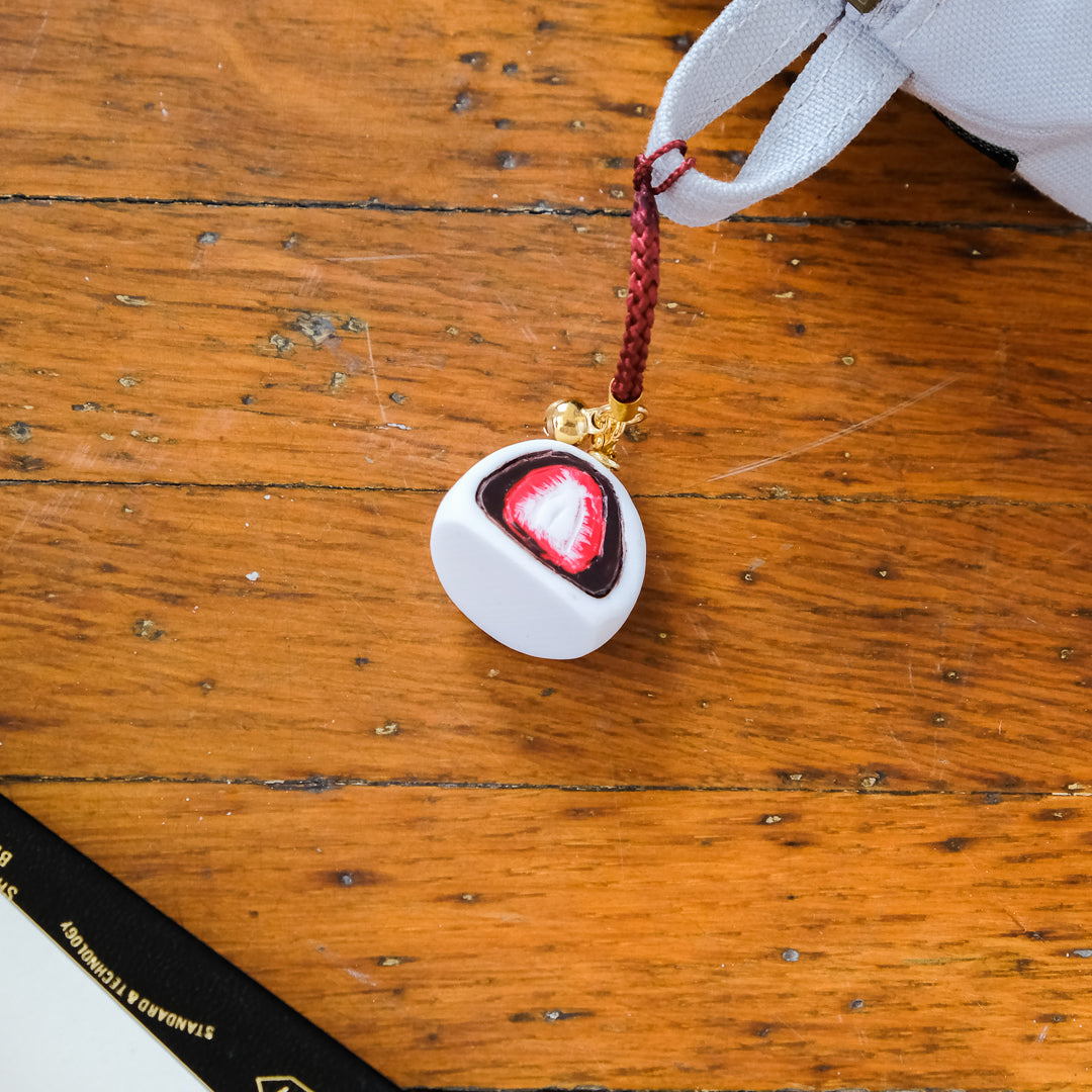 Japanese Sweets Charm - Strawberry Daifuku with Smooth Red Bean Paste