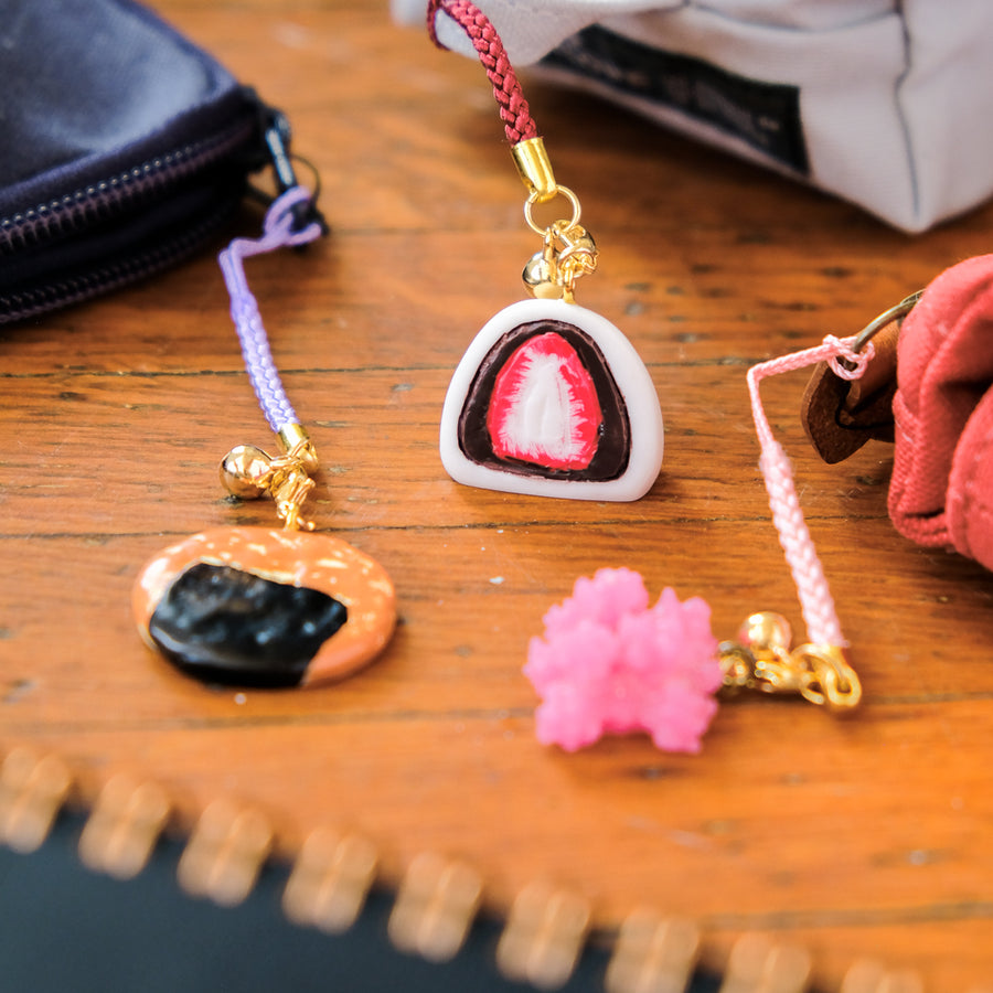 Japanese Sweets Charm - Strawberry Daifuku with Smooth Red Bean Paste
