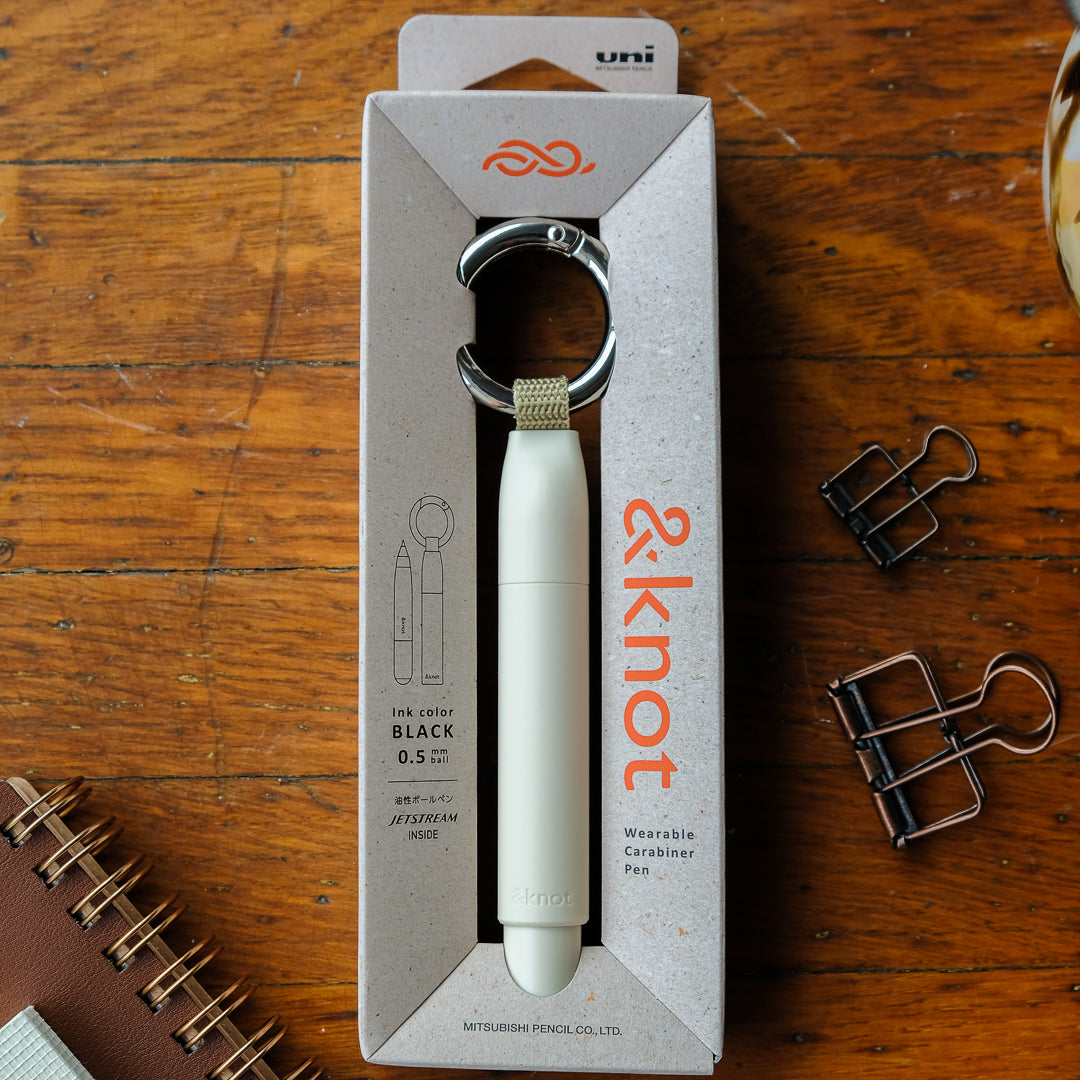 Uni-ball &knot Carabiner Ballpoint Pen - 0.5mm - Steam White