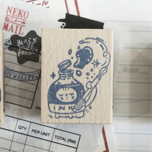 Black Milk Project Rubber Stamp - Neko Mail (M) - Ink