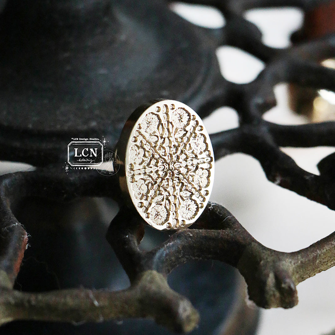 Lin Chia Ning Wax Seal Stamp Set - Oval Embroidery Pattern