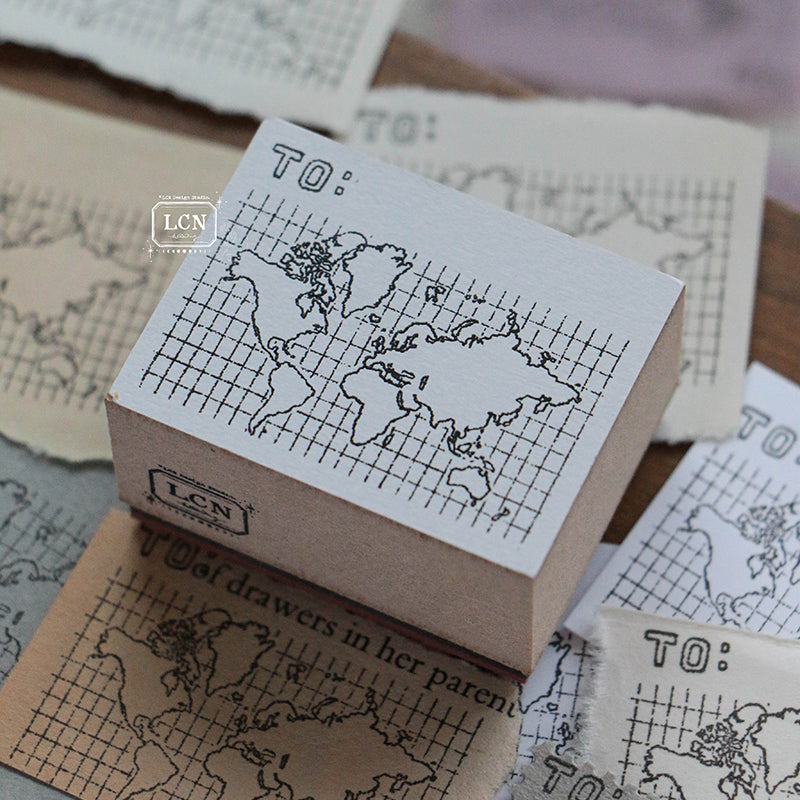 PRE ORDER: LCN Rubber Stamp - World Map  R00166