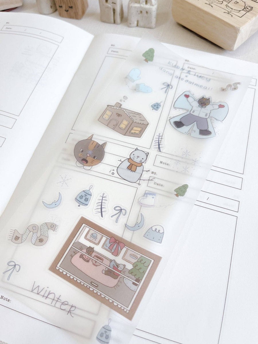 Kuboandlucy x Dana Ate Oatmeal P.E.T Clear Sticker Sheet - Four Seasons: Winter