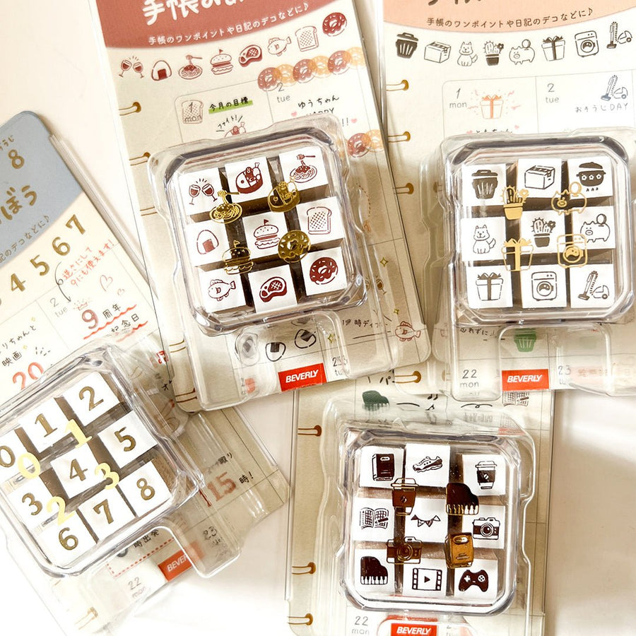 Aibo 9pc Mini Rubber Stamp Set - Numeric Scale - Paper Plus Cloth