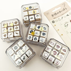 Aibo 9pc Mini Rubber Stamp Set - Schedule - Paper Plus Cloth