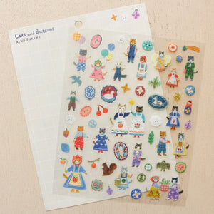 Aiko Fukawa Sticker Seals - 22877 Cats and Buttons - Paper Plus Cloth