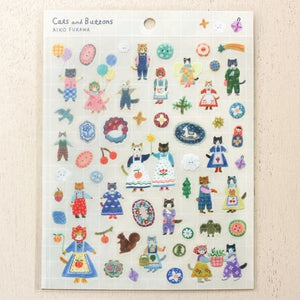 Aiko Fukawa Sticker Seals - 22877 Cats and Buttons - Paper Plus Cloth