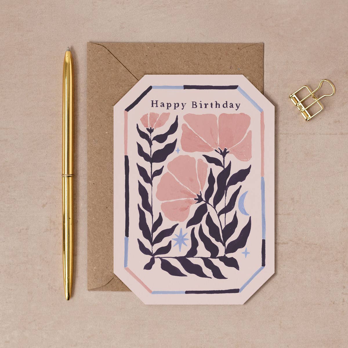Sister Paper Co. - Leafy Floral Birthday Card | Die Cut Cards | Greetings Cards