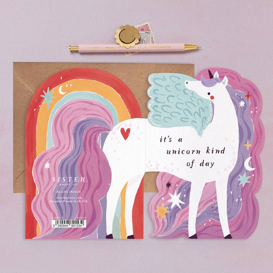 Sister Paper Co. - Unicorn Birthday Card | Kids Birthday Card | Childrens Cards