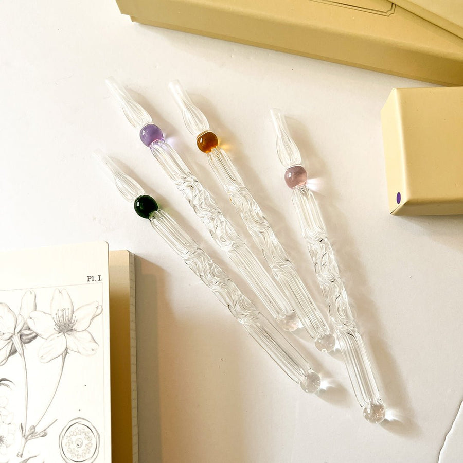 Baroque Short Size Glass Dip Pen - Violet - Paper Plus Cloth