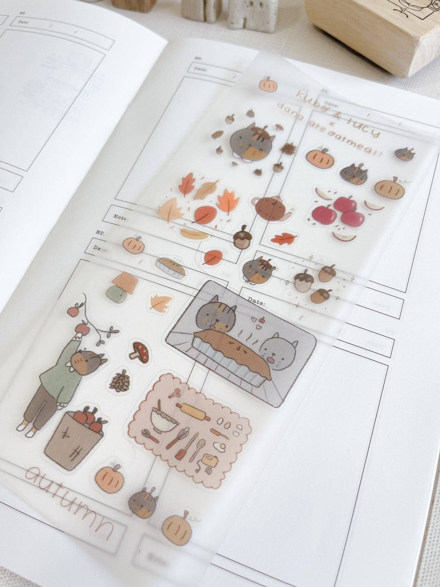 Kuboandlucy x Dana Ate Oatmeal P.E.T Clear Sticker Sheet - Four Seasons:  Autumn