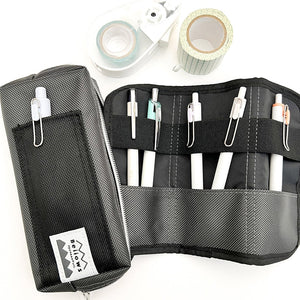 Bellows Pen Case / Pen Roll Combination Storage Case - Gray - Paper Plus Cloth