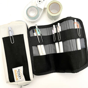 Bellows Pen Case / Pen Roll Combination Storage Case - White - Paper Plus Cloth