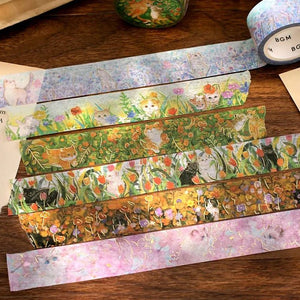 BGM Washi Tape Flowers and Cats - Little Friends - Paper Plus Cloth