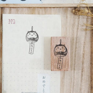 Black Milk Project Rubber Stamp - Fuurin-Neko Daruma - Paper Plus Cloth