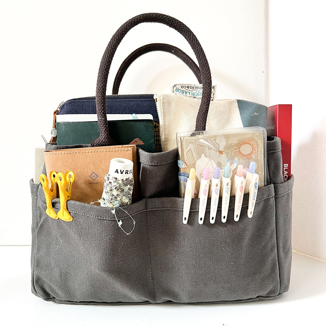 Canvas Planner Tote - Charcoal - Paper Plus Cloth