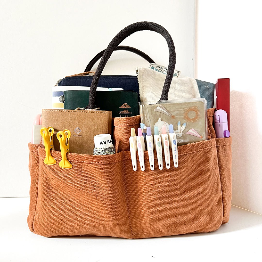 Canvas Planner Tote - Cognac - Paper Plus Cloth