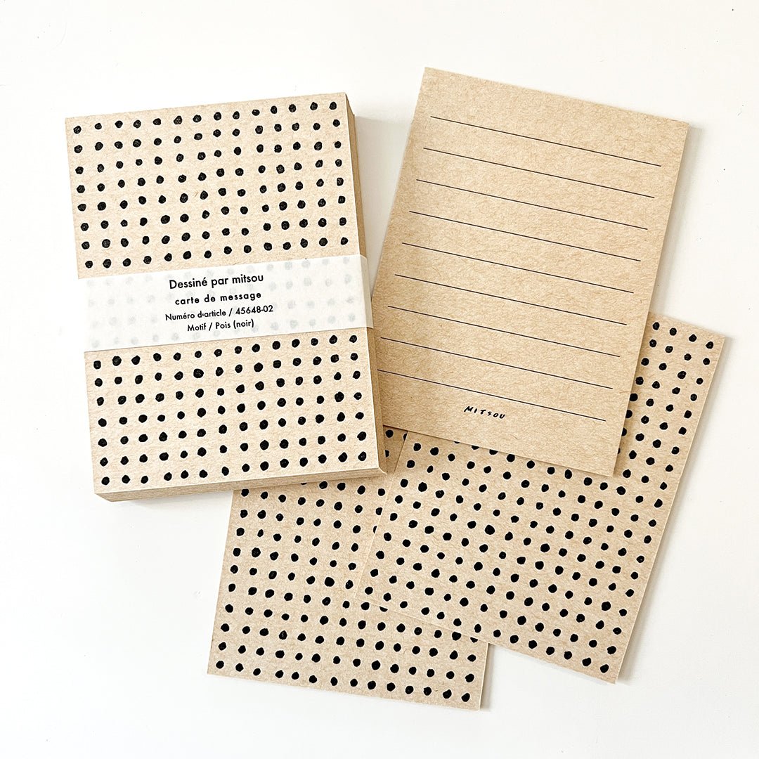 Classiky x Mitsou Letterpress Note Cards 20pc - Dot / Black - Paper Plus Cloth
