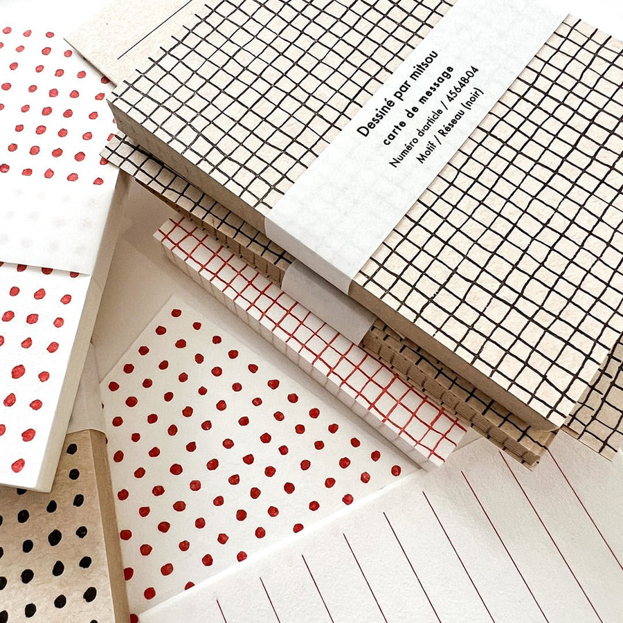 Classiky x Mitsou Letterpress Note Cards 20pc - Lattice / Black - Paper Plus Cloth
