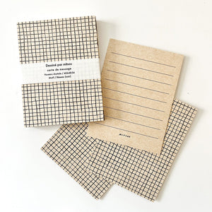 Classiky x Mitsou Letterpress Note Cards 20pc - Lattice / Black - Paper Plus Cloth