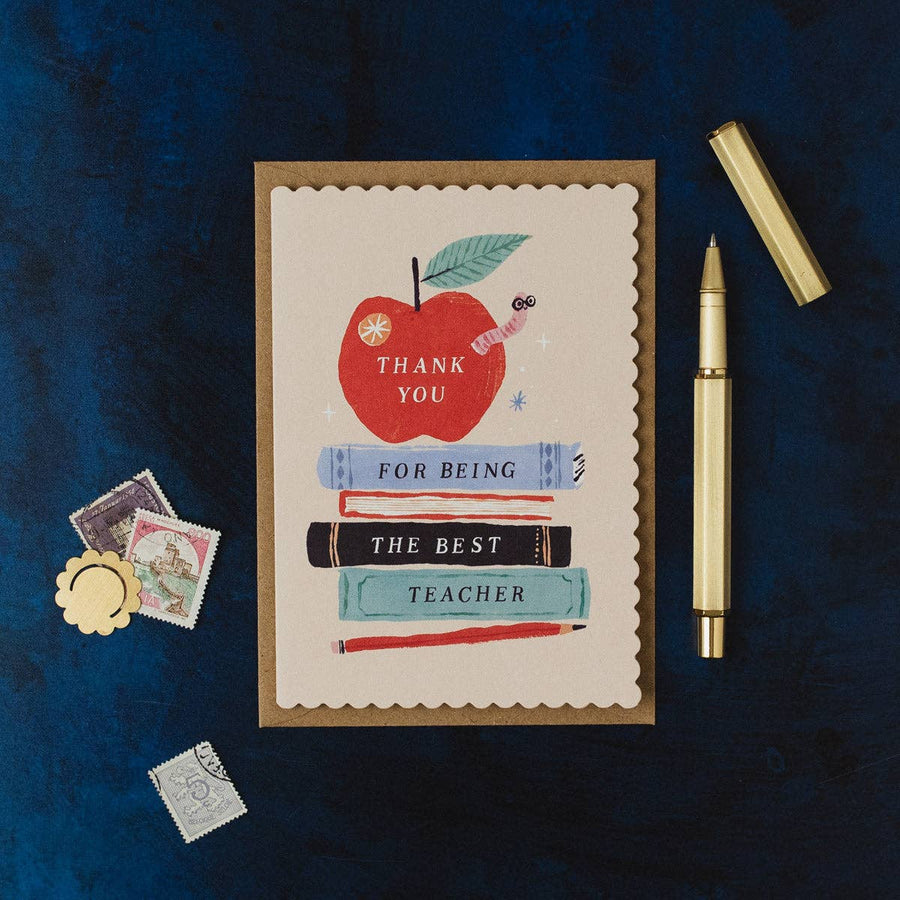 Sister Paper Co. - Apple Thank You Teacher Card | Teacher Appreciation Cards