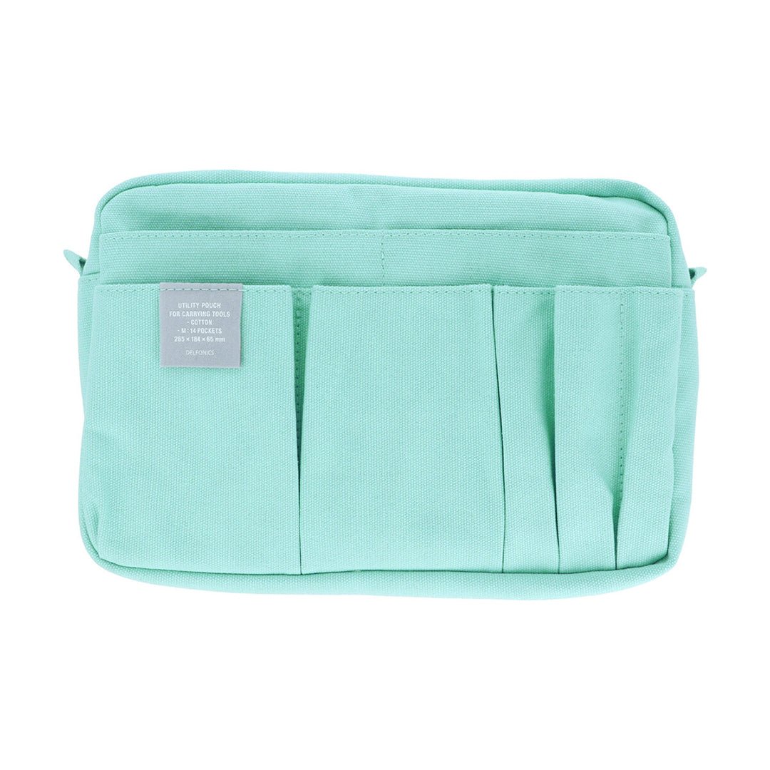 Delfonics Medium Carrying Pouch - Mint with Gray Zipper - Paper Plus Cloth