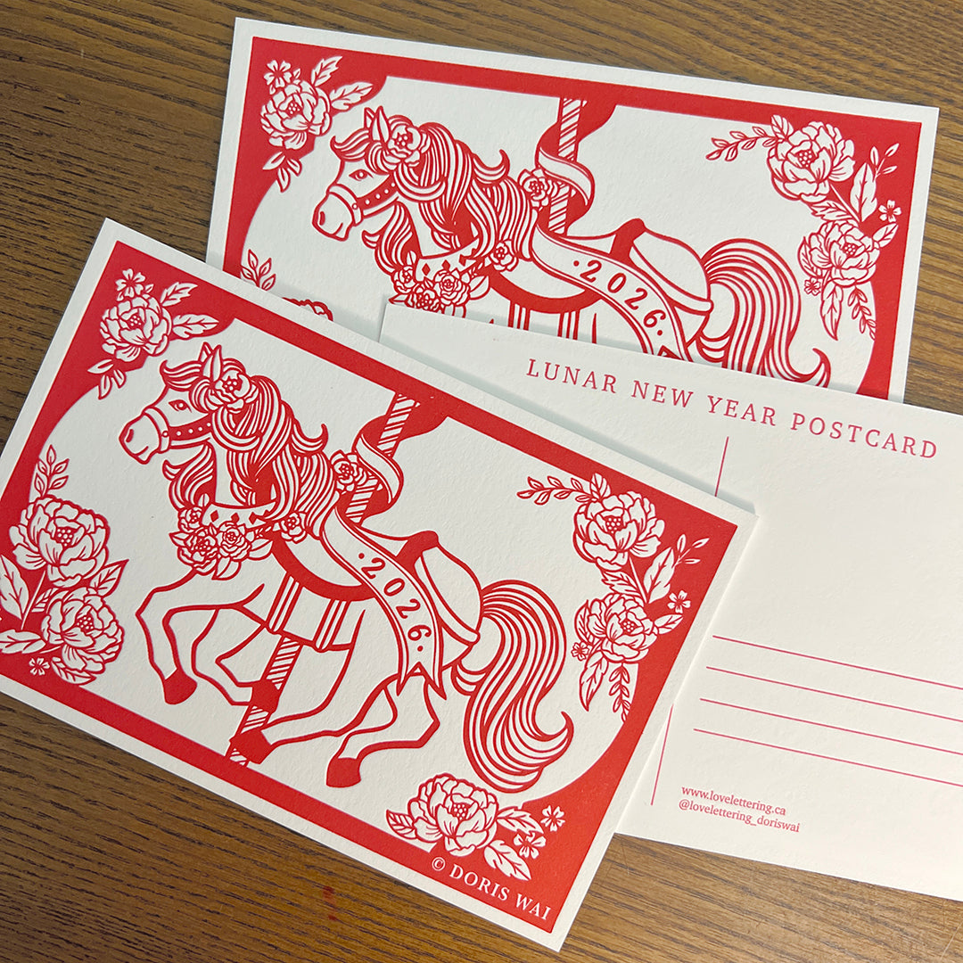 Love Lettering 2026 Year of the Horse Letterpress Lunar New Year Postcard