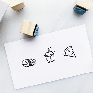 Papergram - Takeout Night Rubber Stamp Set • Small Stamps for Journals