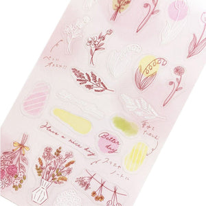 Furukawa Ltd Edition Clear Collage Stickers - Pink Flower QS178 - Paper Plus Cloth