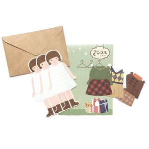 Furukawa Mini Letter Set - Kisakae Doll LT588 Green - Paper Plus Cloth