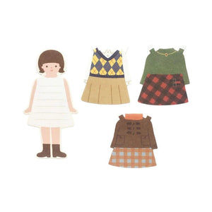 Furukawa Mini Letter Set - Kisakae Doll LT588 Green - Paper Plus Cloth