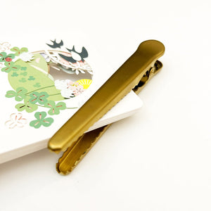 Gold Metal - Toothed Clip - Long - Paper Plus Cloth