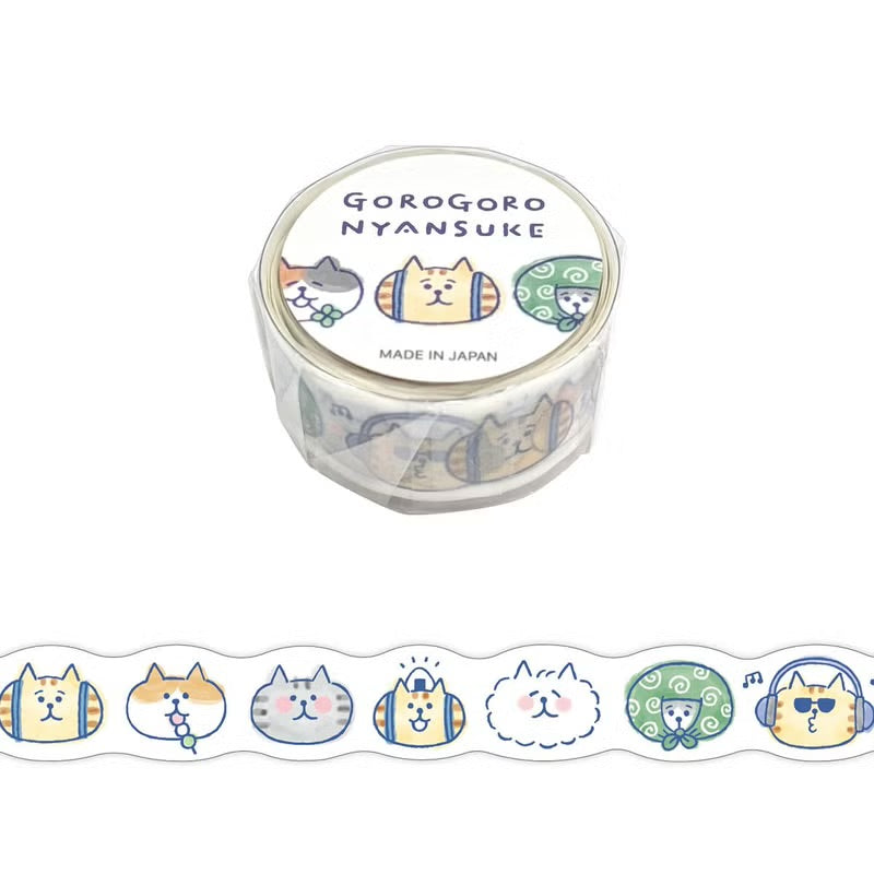 Mind Wave Gorogoro Nyansuke Masking Tape Die Cut - 95603 Lazy White