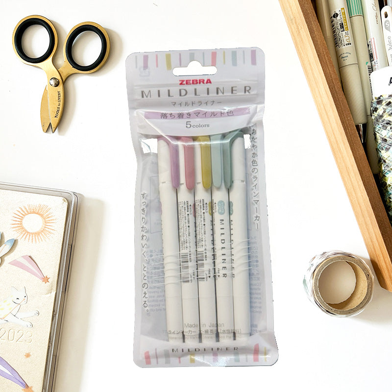 Zebra Mildliner Markers - Calm and Mild Set of 5