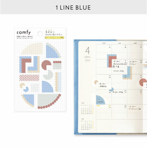 Iroha Comfy Diary Stickers - Line Blue
