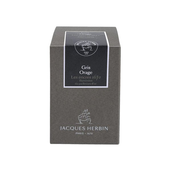 J. Herbin Fountain Pen Ink - 1670 Anniversary 50 ml Bottle - Stormy Grey - Paper Plus Cloth