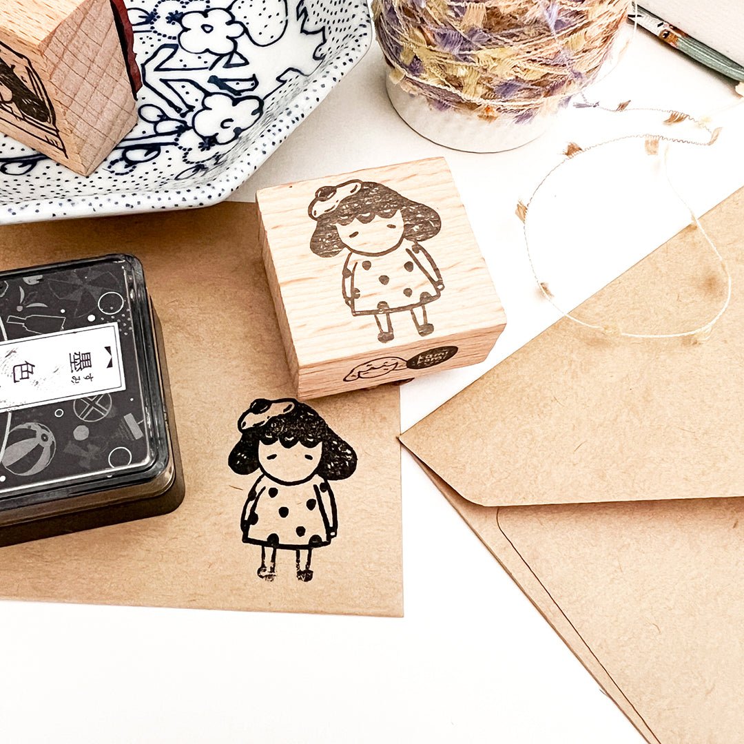 Kami Kami Chop - Rubber Stamp KM01 - Tamago Girl - Paper Plus Cloth